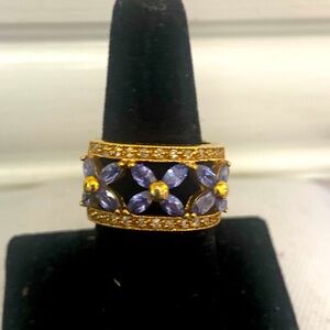 Vintage gold plated over 925 sterling silver ring wide band